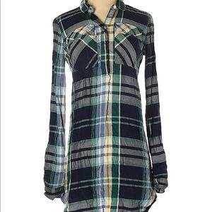 SO Plaid Shirt Dress/Tunic Hi-Lo, bitcoin front XS
